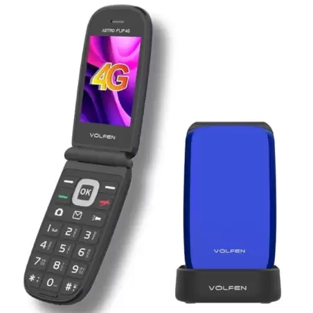 (ASTROFLIP4G-AZUL) VOLFEN TELEFONO MOVIL ASTRO FLIP 4G PANTALLA XXL TIPO CHONCHA AZUL