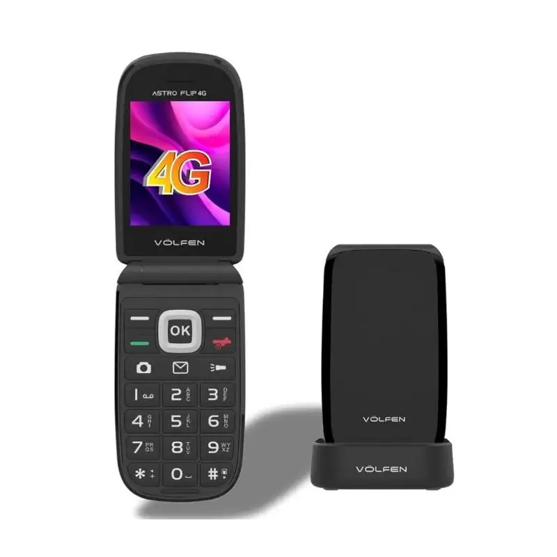 (ASTROFLIP4G-NEGRO) VOLFEN TELEFONO MOVIL ASTRO FLIP 4G PANTALLA XXL TIPO CHONCHA NEGRO