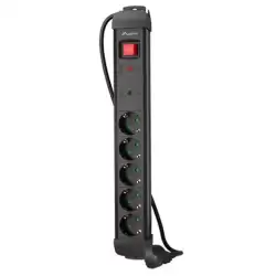 (SP1-05F-0500-BK) LANBERG REGLETA CON 5 TOMAS CON CABLE DE 5 M.Y BOTÓN DE APAGADO Y ENCENDIDO NEGRO