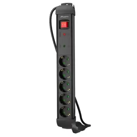 (SP1-05F-0500-BK) LANBERG REGLETA CON 5 TOMAS CON CABLE DE 5 M.Y BOTÓN DE APAGADO Y ENCENDIDO NEGRO