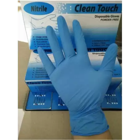 (1111M) GUANTES DE NITRILO SIN POLVO TALLA M AZUL CAJA -100U-