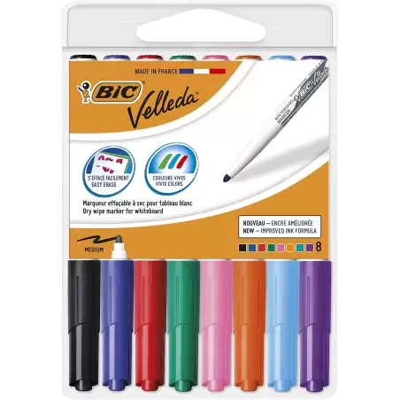 (503844/505462) VELLEDA MARCADOR PIZARRA BLANCA 1741 PUNTA REDONDA C/SURTIDOS ESTUCHE 8 UD
