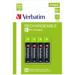 (49514) VERBATIM PILAS ALCALINAS RECARGABLES AAA - HR03 - (PACK 4 UDS) (SUSTITUYE 49942)