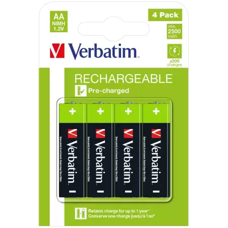 (49517) VERBATIM PILAS ALCALINAS RECARGABLES AA - HR06 - (PACK 4 UDS) (SUSTITUYE 49941)