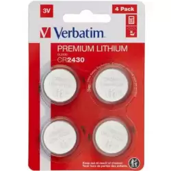 (49534) VERBATIM PILAS PLANAS DE LITIO 3V - CR2430 (4 PACK)