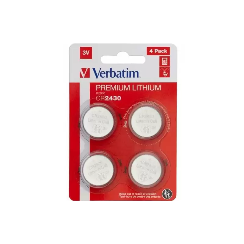 (49534) VERBATIM PILAS PLANAS DE LITIO 3V - CR2430 (4 PACK)