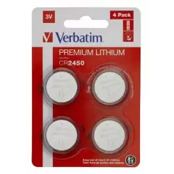 (49535) VERBATIM PILAS PLANAS DE LITIO 3V - CR2450 BLISTER 4 UD