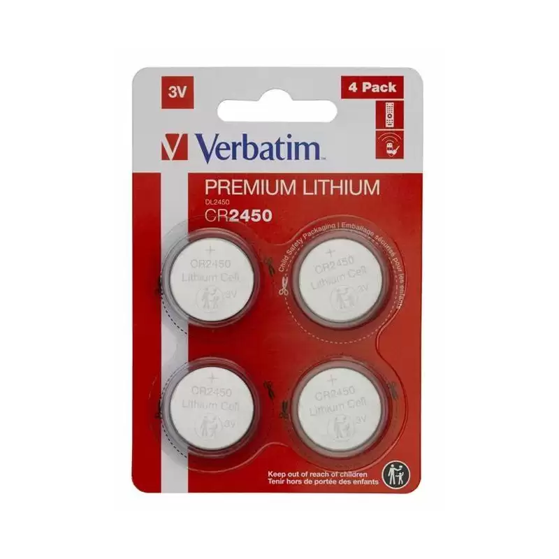 (49535) VERBATIM PILAS PLANAS DE LITIO 3V - CR2450 BLISTER 4 UD
