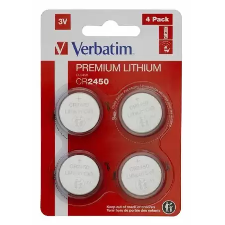 (49535) VERBATIM PILAS PLANAS DE LITIO 3V - CR2450 BLISTER 4 UD