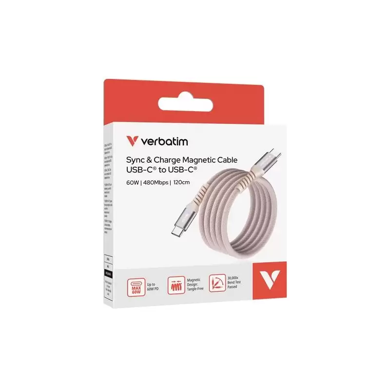 (31853) VERBATIM CABLE MAGNETICO TIPO USB-C/M - USB-C/M ROSA 60W 1