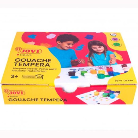 (512) JOVI  ESTUCHE 12 BOTES 35ML TÉMPERA GOUACHE + PINCEL C/SURTIDOS