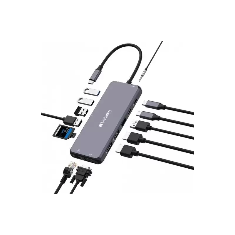 (32154) VERBATIM HUB PRO USB-C A 2XHDMI/1XVGA/1XRJ45/3XUSB-A 3.2/1XUSB-C 3.2/2XUSB-A 2.0/11XSD/1XMICROSD