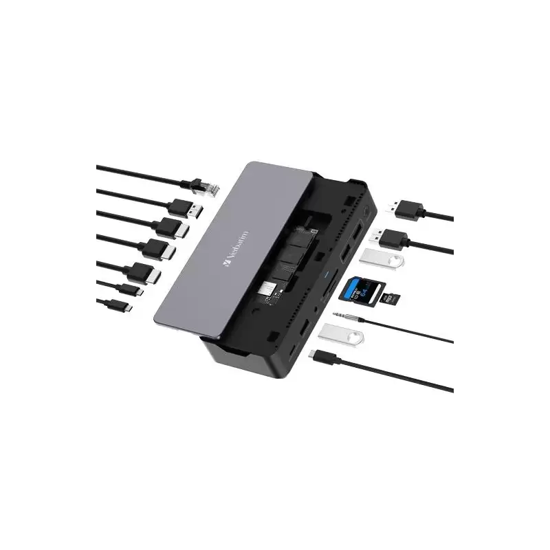 (32173) VERBATIM DOCK STATION 15 EN 1 USB-C A 2XHDMI/1XDP/1XRJ45/1XUSB-A 3.1/2XUSB-A 3.0/1XUSB-A 2.0/1XUSB-C 3.1/1XTARJETA SD...