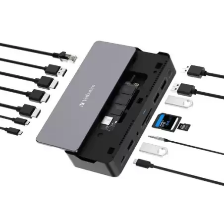 (32173) VERBATIM DOCK STATION 15 EN 1 USB-C A 2XHDMI/1XDP/1XRJ45/1XUSB-A 3.1/2XUSB-A 3.0/1XUSB-A 2.0/1XUSB-C 3.1/1XTARJETA SD...