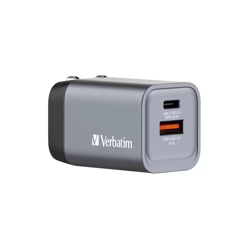 (32200) VERBATIM GNC-35 CARGADOR PARED GAN 35W USB-A 3.0 Y USB-C 3.0