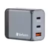 (32201) VERBATIM GNC-65 CARGADOR PARED GAN 65W USB-A 3.0 Y 2XUSB-C 3.0