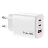 (32353) VERBATIM CARGADOR PARED GAN ESSENTIALS  65W 2XUSB-C 3.0 Y 1XUSB-A BLANCO