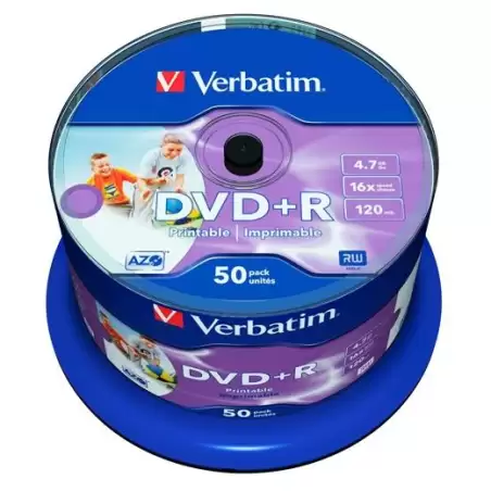 (43512) VERBATIM DVD+R AZO 4.7GB 16X WIDE PRINTABLE SURFACE NO-ID