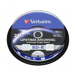 (43825) VERBATIM BD-R MDISC BLU-RAY 25GB 4X SPEED DATALIFE WHITE BLUE SURFACE -10 PACK