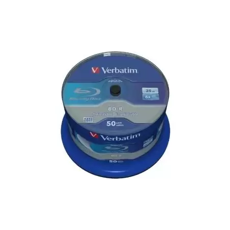 (43838) VERBATIM BD-R BLU-RAY 25GB 6X SPEED DATALIFE WHITE BLUE SURFACE- 50 PACK