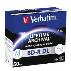 (43846) VERBATIM BD-R DL MDISC BLU-RAY 50GB 6X SPEED DATALIFE WHITE BLUE SURFACE- 5 PACK