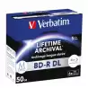 (43846) VERBATIM BD-R DL MDISC BLU-RAY 50GB 6X SPEED DATALIFE WHITE BLUE SURFACE- 5 PACK