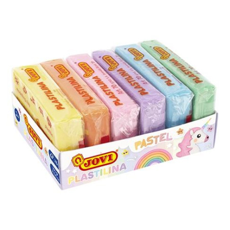 (70/6P) JOVI PLASTILINA PASTILLA 50GR COLORES SURTIDOS PASTEL CAJA 6 UD