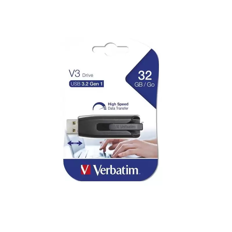 (49173) VERBATIM PENDRIVE V3 STORE ´N´ GO SUPER SPEED 32GB RETRÁCTIL USB 3.2 NEGRO