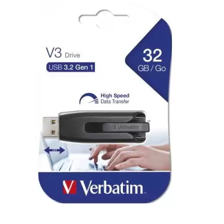 (49173) VERBATIM PENDRIVE V3 STORE ´N´ GO SUPER SPEED 32GB RETRÁCTIL USB 3.2 NEGRO