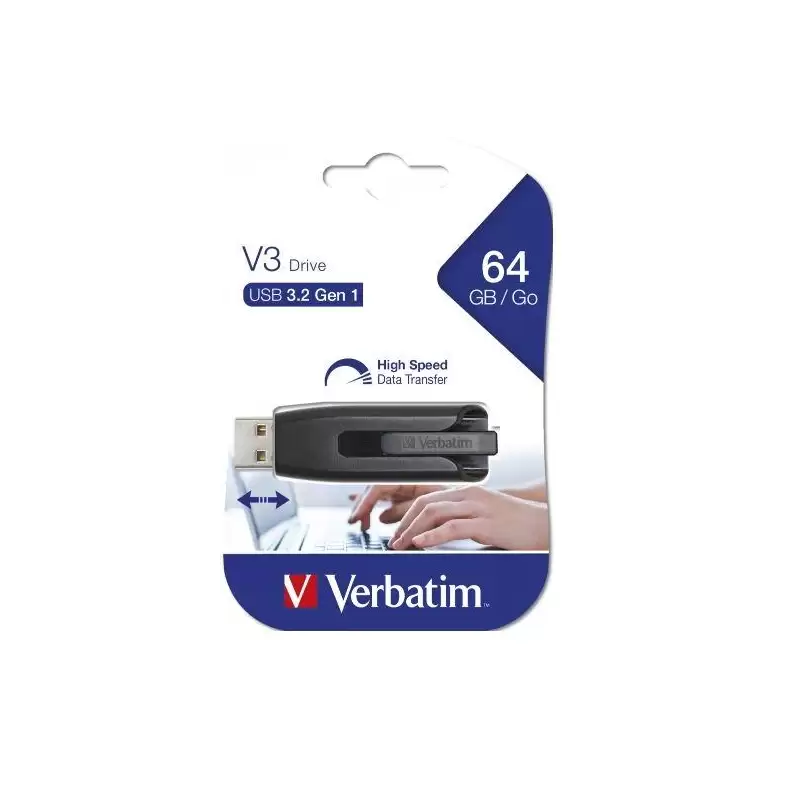 (49174) VERBATIM PENDRIVE V3 STORE ´N´ GO SUPER SPEED 64GB RETRÁCTIL USB 3.2 NEGRO