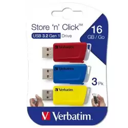(49306) VERBATIM PENDRIVE STORE´N´CLICK 16GB USB 3.2 C/RANURA PARA COLGAR COLORES SURTIDOS -MULTIPACK 3U-