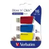(49306) VERBATIM PENDRIVE STORE´N´CLICK 16GB USB 3.2 C/RANURA PARA COLGAR COLORES SURTIDOS -MULTIPACK 3U-