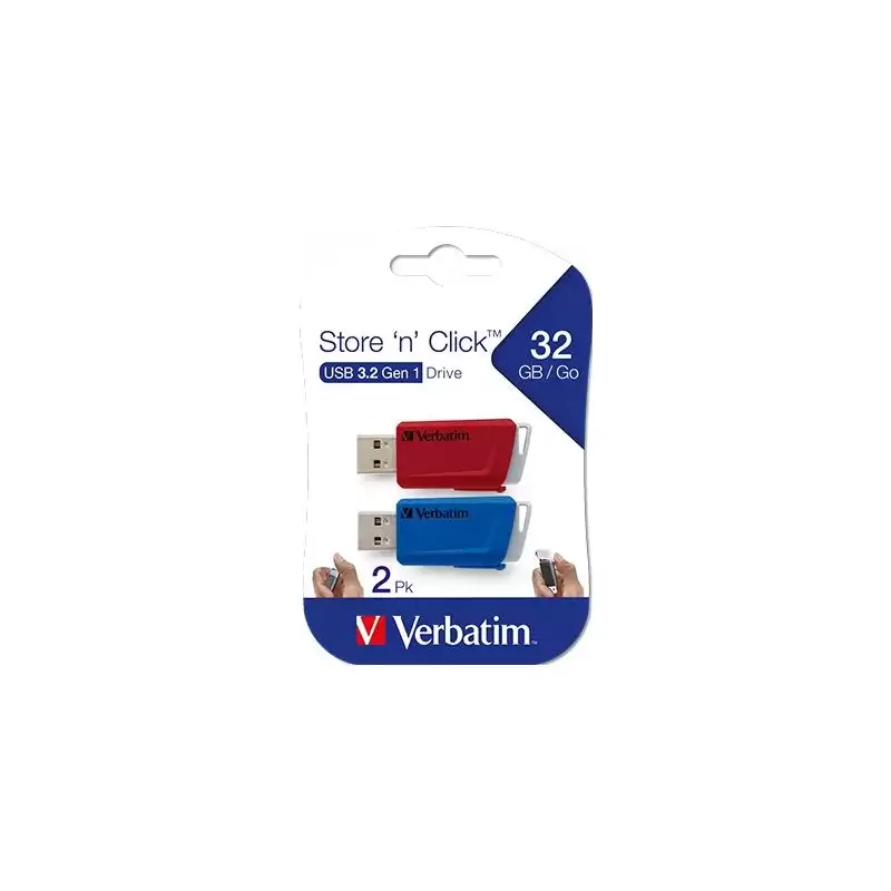 (49308) VERBATIM PENDRIVE STORE´N´CLICK 32GB USB 3.2 C/RANURA PARA COLGAR COLORES SURTIDOS -MULTIPACK 2U-