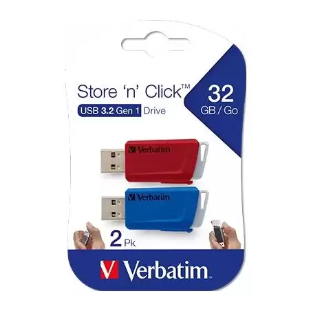 (49308) VERBATIM PENDRIVE STORE´N´CLICK 32GB USB 3.2 C/RANURA PARA COLGAR COLORES SURTIDOS -MULTIPACK 2U-