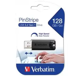 (49319) VERBATIM PENDRIVE PINSTRIPE 128GB HIGH SPEED RETRÁCTIL USB 3.2 NEGRO