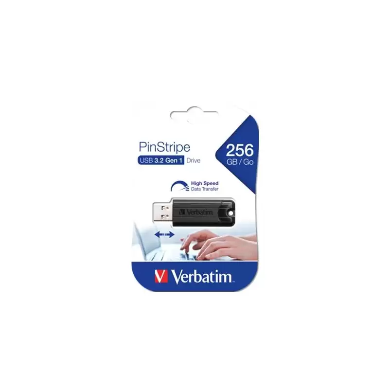 (49320) VERBATIM PENDRIVE PINSTRIPE 256GB HI-SPEED RETRÁCTIL USB 3.2 NEGRO