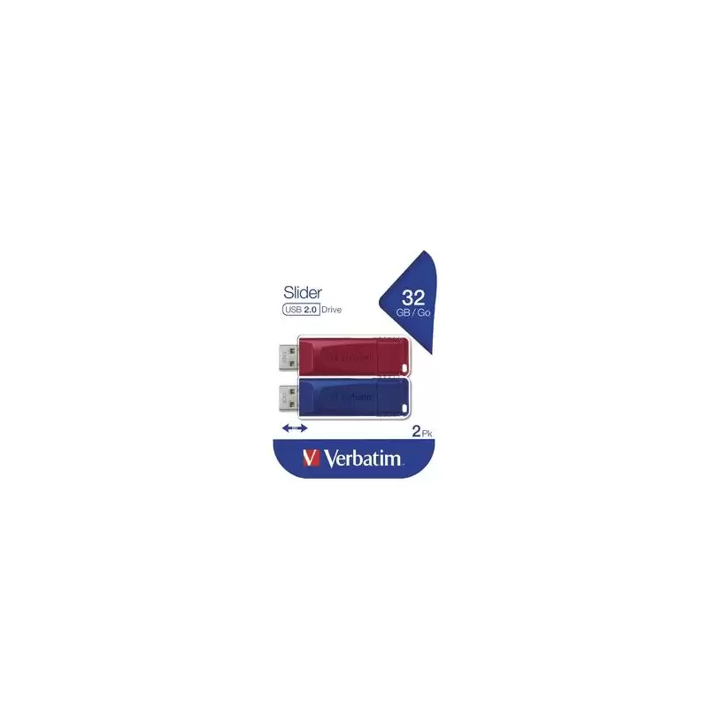 (49327) VERBATIM PENDRIVE SLIDER 32GB USB 2.0 -MULTIPACK 2U-