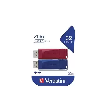(49327) VERBATIM PENDRIVE SLIDER 32GB USB 2.0 -MULTIPACK 2U-