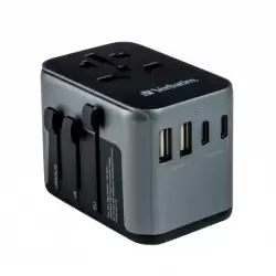 (49545) VERBATIM UTA-03 ADAPTADOR UNIVERSAL DE VIAJE CON 1 PUERTO USB-C - 2 PUERTO USB-A - 2 PUERTO USB-C
