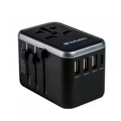 (49546) VERBATIM UTA-04 ADAPTADOR  UNIVERSAL DE VIAJE CON 1 PUERTO USB-C - 3 PUERTO USB-A - 1 PUERTO USB-C