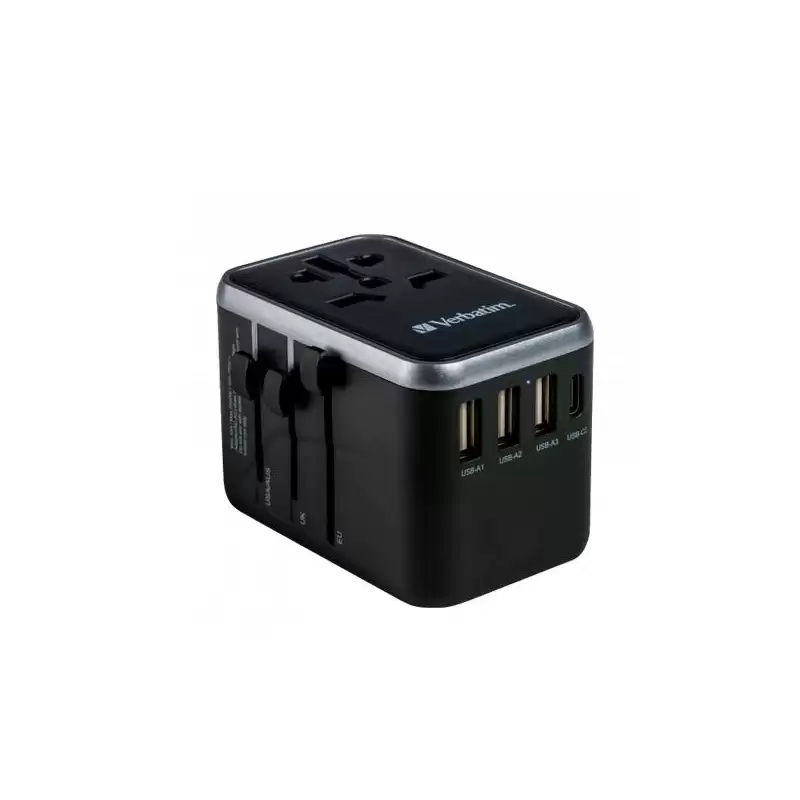 (49546) VERBATIM UTA-04 ADAPTADOR  UNIVERSAL DE VIAJE CON 1 PUERTO USB-C - 3 PUERTO USB-A - 1 PUERTO USB-C