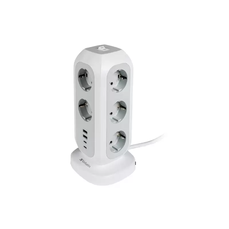 (49547) VERBATIM REGLETA DE ENCHUFES CON 11 TOMAS CON INTERRUPTOR CABLE 2 M + 2 UBS-C Y 2 USB-A BLANCO