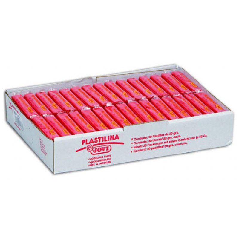 (7007) JOVI PLASTILINA SCHOOL PASTILLA 50GR ROSA CAJA 30 UD