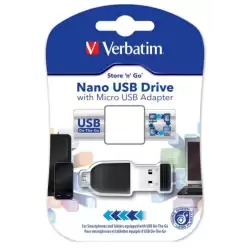 (49821) VERBATIM PENDRIVE NANO ON-THE-GO 16GB USB 2.0 OTG CON ADAPTADOR MICRO USB NEGRO