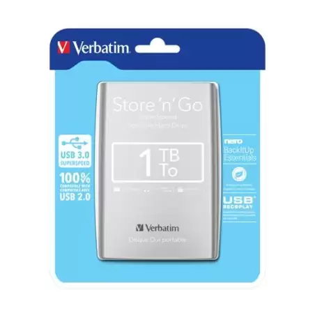 (53071) VERBATIM DISCO DURO PORTÁTIL STORE 'N' GO 1TB HDD 2.5" USB 3.0 PLATA