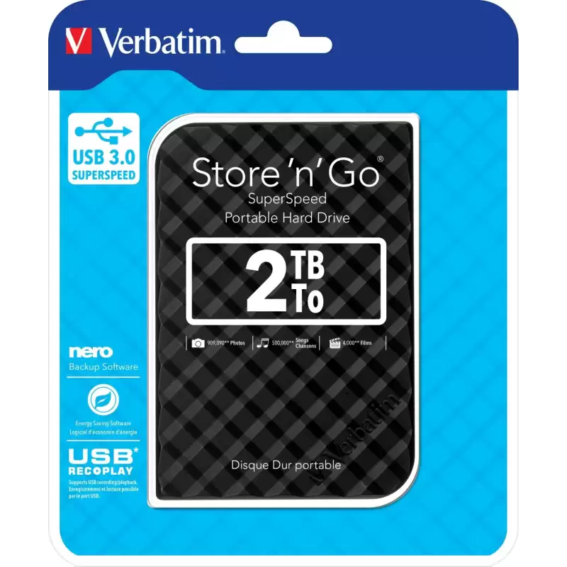 (53195) VERBATIM DISCO DURO PORTÁTIL STORE 'N' GO 2TB HDD 2.5" GEN 2