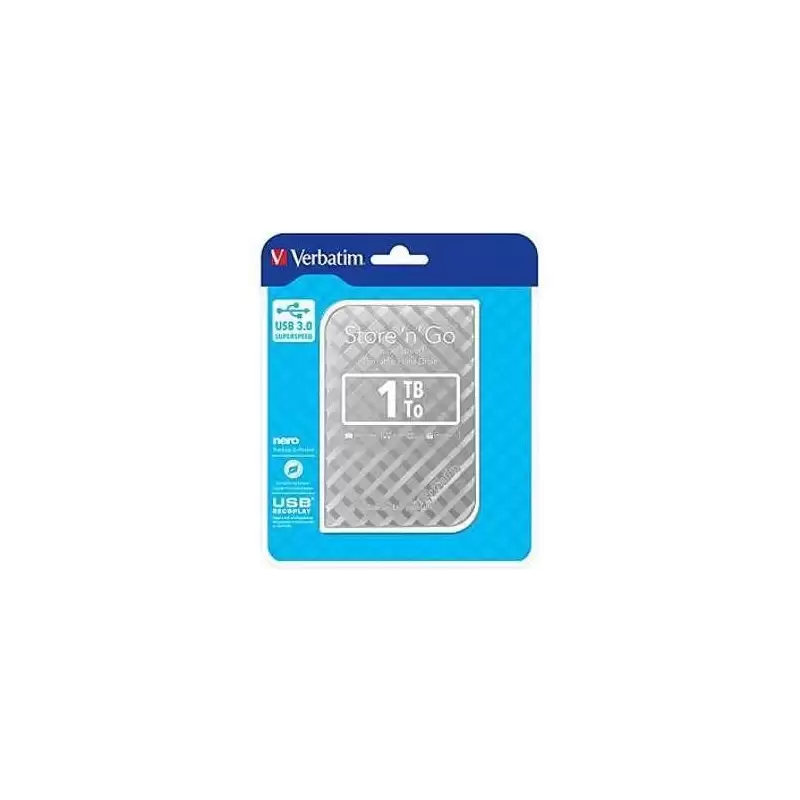 (53197) VERBATIM DISCO DURO PORTÁTIL STORE 'N' GO 1TB HDD 2.5" USB 3.0 PLATA
