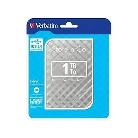 (53197) VERBATIM DISCO DURO PORTÁTIL STORE 'N' GO 1TB HDD 2.5" USB 3.0 PLATA