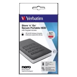 (53401) VERBATIM DISCO DURO EXTERNO STORE 'N' GO 1TB HDD 1TB USB 3.1 CON TECLADO Y CLAVE DE ACCESO