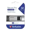 (98665) VERBATIM PENDRIVE SECURE PRO 32GB RETRÁCTIL USB 3.2 HARDWARE ENCRYPTION PLATA
